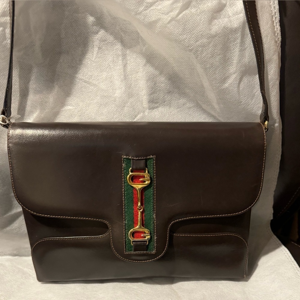 Gucci Horsebit Vintage Sherry Line Convertible Crossbody in Brown Leather - Picture 1 of 16